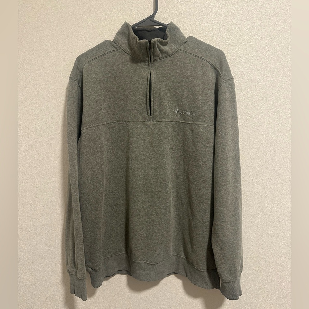 Columbia Men's Zip-Up Green Gray Quarter Zip Sweater